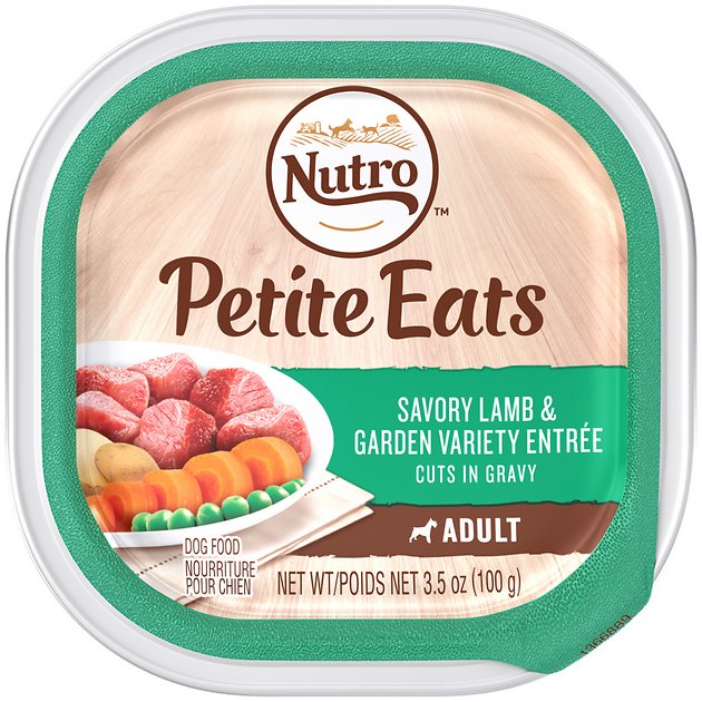 Nutro Adult Petite Eats Savory Lamb & Garden Variety Entree Cuts In Gravy Dog Food Trays, 3.5-oz, case of 24