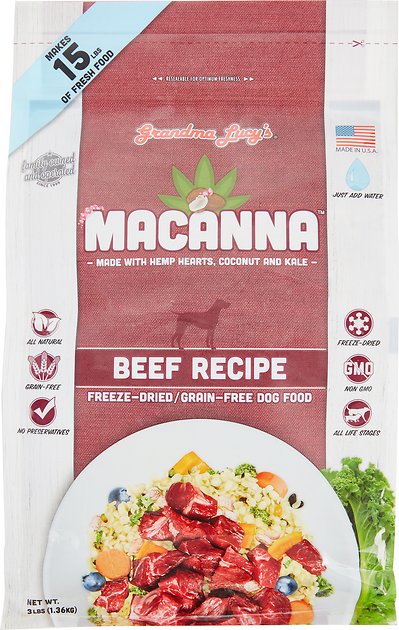 Grandma Lucy's Macanna Grain-Free/Freeze-Dried Beef Recipe Dog Food, 3-lb bag