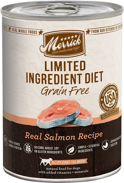 Merrick Limited Ingredient Diet Grain-Free Real Salmon Recipe Canned Dog Food, 12.7-oz, case of 12