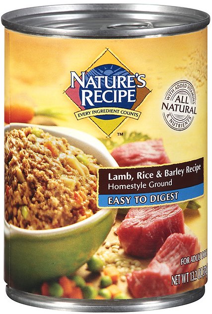 Nature's Recipe Easy-To-Digest Lamb, Rice & Barley Recipe Homestyle Ground Canned Dog Food, 13.2-oz, case of 12