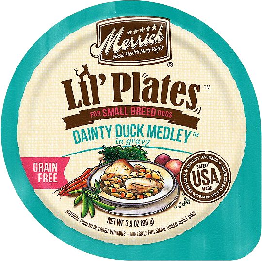 Merrick Lil' Plates Grain-Free Dainty Duck Medley in Gravy Dog Food Trays, 3.5-oz, case of 12