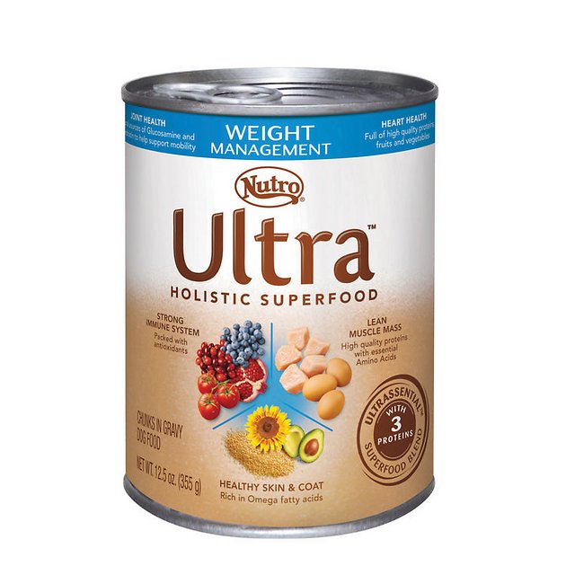 Nutro Ultra Weight Management Chunks in Gravy Canned Dog Food, 12.5-oz, case of 12