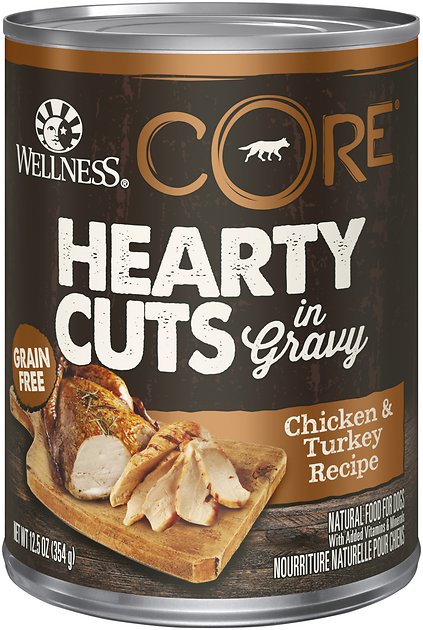 Wellness CORE Hearty Cuts in Gravy Chicken & Turkey Recipe Grain-Free Canned Dog Food, 12.5-oz, case of 12