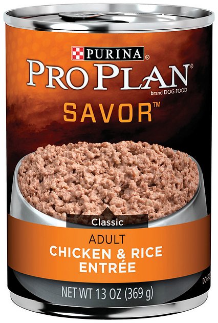 Purina Pro Plan Savor Adult Classic Chicken & Rice Entree Canned Dog Food, 13-oz, case of 12