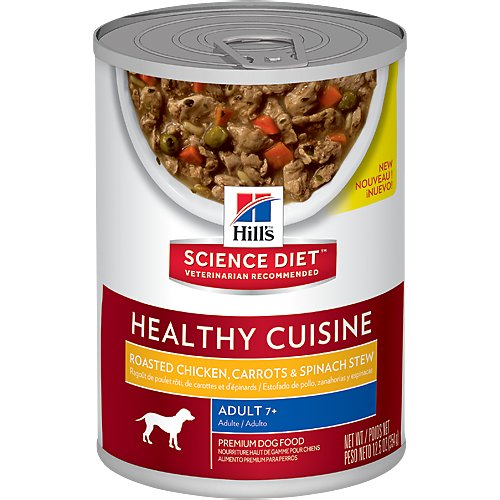 Hill's Science Diet Adult 7+ Healthy Cuisine Roasted Chicken, Carrots & Spinach Stew Canned Dog Food, 12.5-oz, case of 12