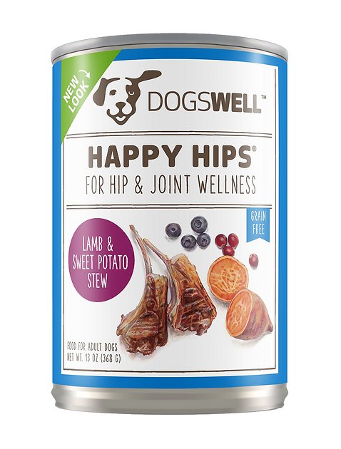 Dogswell Happy Hips Lamb & Sweet Potato Stew Recipe Grain-Free Canned Dog Food, 13-oz, case of 12