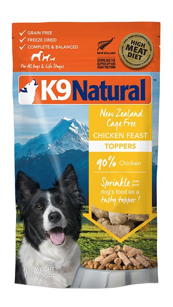 K9 Natural Chicken Feast Raw Grain-Free Freeze-Dried Dog Food Topper, 3.5-oz bag