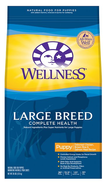 Wellness Large Breed Complete Health Puppy Deboned Chicken, Brown Rice & Salmon Meal Recipe Dry Dog Food