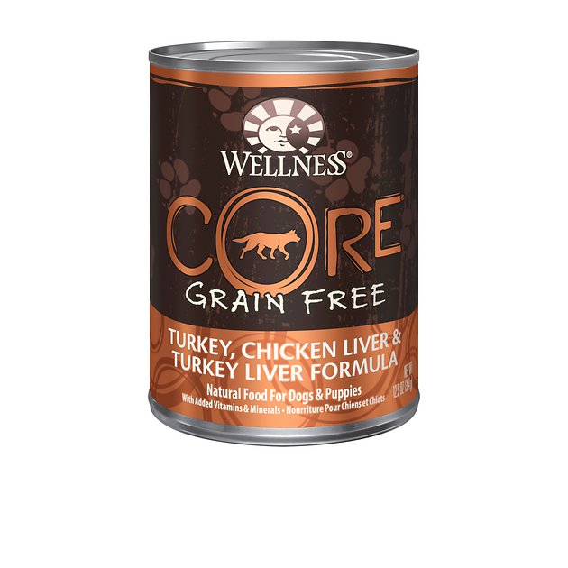 Wellness CORE Grain-Free Turkey, Chicken Liver & Turkey Liver Formula Canned Dog Food, 12.5-oz, case of 12