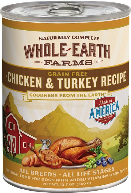 Whole Earth Farms Grain-Free Chicken & Turkey Recipe Canned Dog Food, 12.7-oz, case of 12