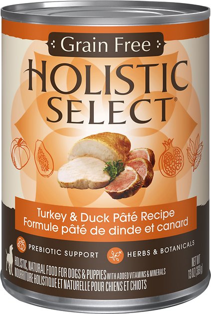 Holistic Select Turkey & Duck Pate Recipe Grain-Free Canned Dog Food, 13-oz, case of 12