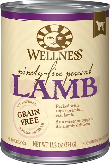 Wellness 95% Lamb Grain-Free Canned Dog Food, 13.2-oz, case of 12