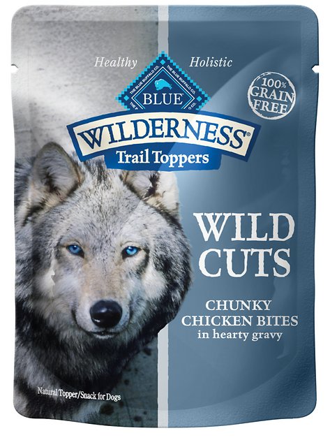 Blue Buffalo Wilderness Trail Toppers Wild Cuts Chunky Chicken Bites in Hearty Gravy Grain-Free Dog Food Topper, 3-oz, case of 24