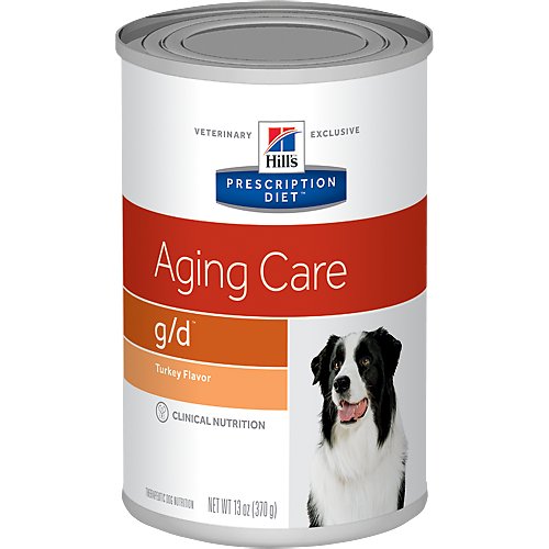 Hill's Prescription Diet g/d Aging Care Turkey Flavor Canned Dog Food, 13-oz, case of 12