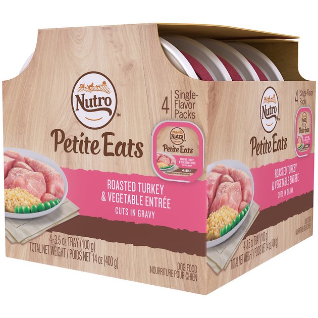 Nutro Petite Eats Multipack Roasted Turkey & Vegetable Entrée Cuts In Gravy Dog Food Trays, 3.5-oz, case of 4