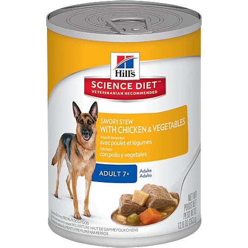 Hill's Science Diet Adult 7+ Savory Stew with Chicken & Vegetables Canned Dog Food, 12.8-oz, case of 12