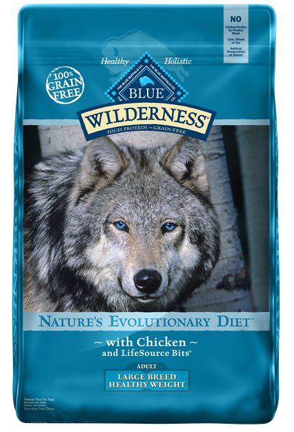 Blue Buffalo Wilderness Healthy Weight Chicken Recipe Adult Large Breed Grain-Free Dry Dog Food, 24-lb bag