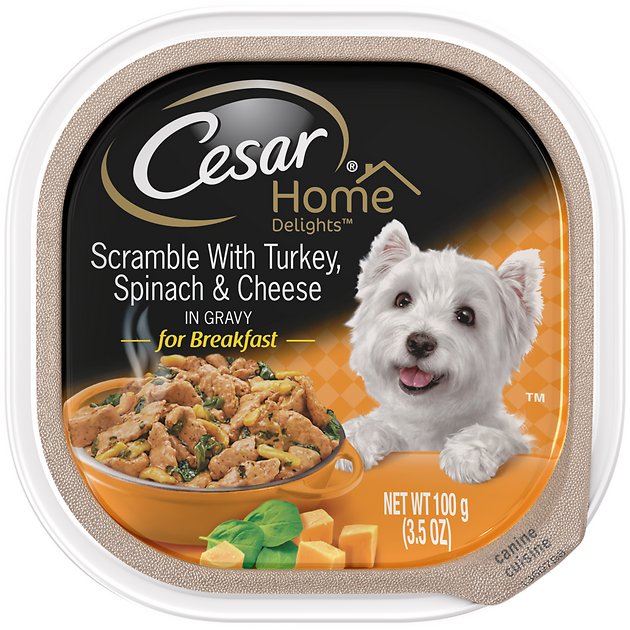 Cesar Home Delights Scramble With Turkey, Spinach And Cheese Dog Food Trays, 3.5-oz, case of 24