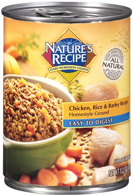 Nature's Recipe Easy-To-Digest Chicken, Rice & Barley Recipe Homestyle Ground Canned Dog Food, 13.2-oz, case of 12