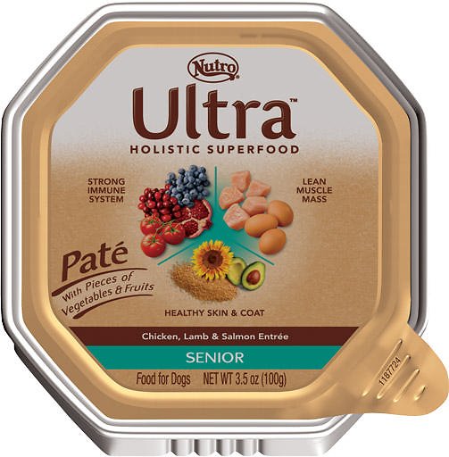 Nutro Ultra Senior Pate Chicken, Lamb & Salmon Entree Dog Food Trays, 3.5-oz tray, case of 24