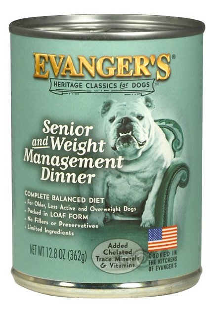 Evanger's Classic Recipes Senior & Weight Management Dinner Canned Dog Food, 12.8-oz, case of 12