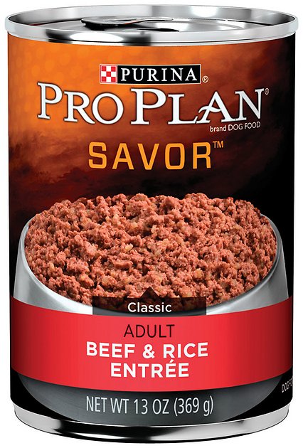 Purina Pro Plan Savor Adult Classic Beef & Rice Entree Canned Dog Food, 13-oz, case of 12