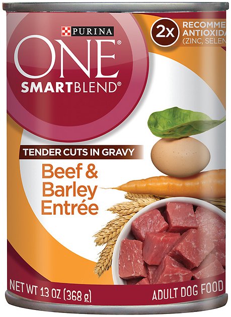 Purina ONE SmartBlend Tender Cuts in Gravy Beef & Barley Entree Adult Canned Dog Food, 13-oz, case of 12