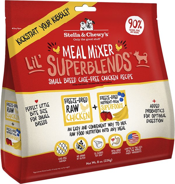 Stella & Chewy's Lil' SuperBlends Small Breed Cage-Free Chicken Recipe Meal Mixers Grain-Free Freeze-Dried Dog Food