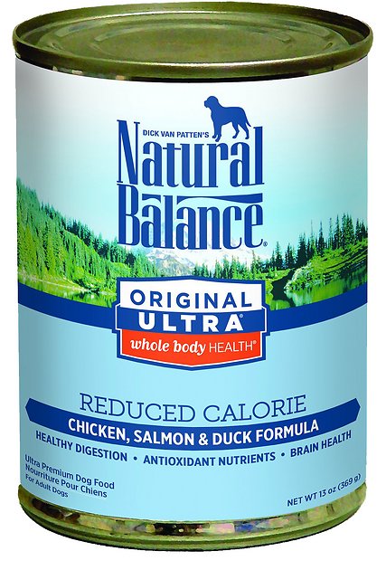 Natural Balance Original Ultra Whole Body Health Reduced Calorie Chicken, Salmon & Duck Formula Canned Dog Food, 13-oz, case of 12