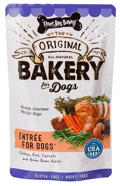 Three Dog Bakery Entree Chicken, Rice, Carrots and Green Beans Recipe Gluten-Free Dog Food, 12-oz bag