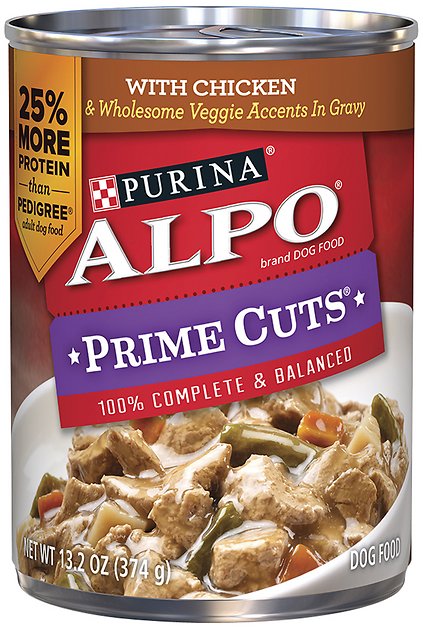 ALPO Prime Cuts with Chicken & Wholesome Veggie Accents in Gravy Canned Dog Food, 13.2-oz, case of 12