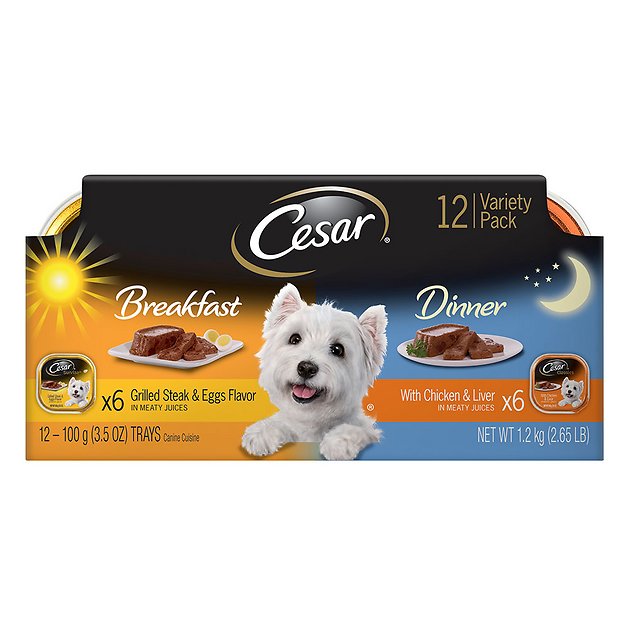 Cesar Breakfast & Dinner Mealtime Multipack Dog Food Trays, 3.5-oz, case of 12