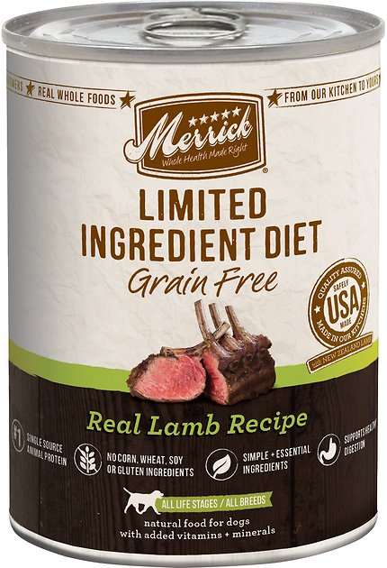 Merrick Limited Ingredient Diet Grain-Free Real Lamb Recipe Canned Dog Food, 12.7-oz, case of 12