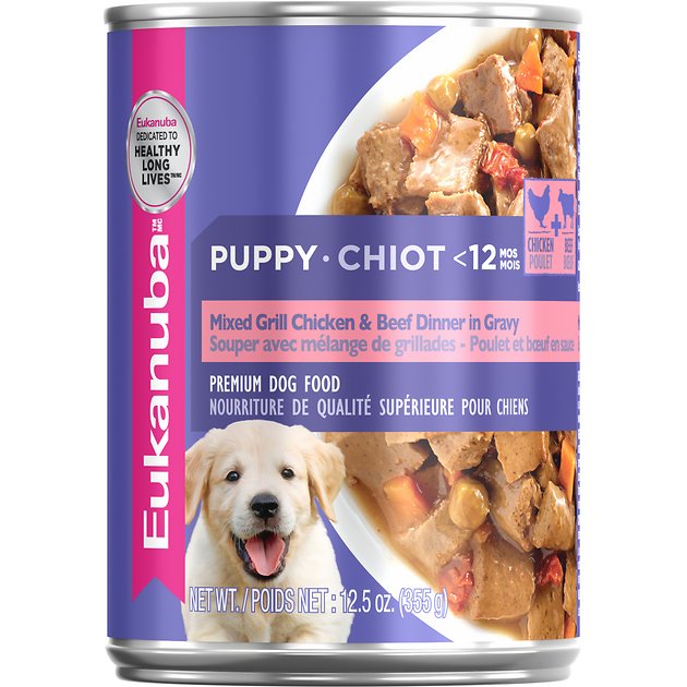 Eukanuba Puppy Mixed Grill Chicken & Beef Dinner in Gravy Formula Canned Dog Food, 12.5-oz, case of 12