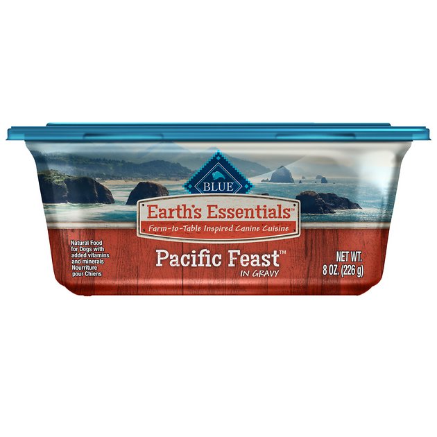 Blue Buffalo Earth's Essentials Pacific Feast Salmon & Lentil in Gravy Recipe Dog Food Trays, 8-oz tub, case of 8