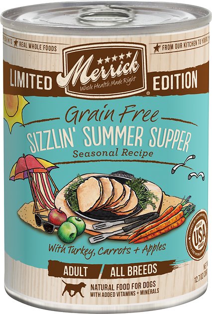 Merrick Seasonals Sizzlin' Summer Supper Recipe Grain-Free Canned Dog Food, 12.7-oz, case of 12