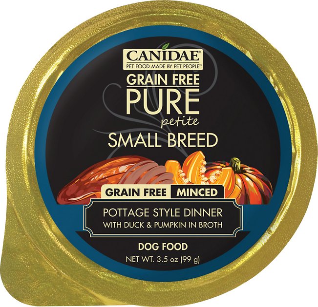 CANIDAE Grain-Free PURE Petite Pottage Style Dinner with Duck & Pumpkin in Broth Small Breed Dog Food Trays, 3.3-oz, case of 12