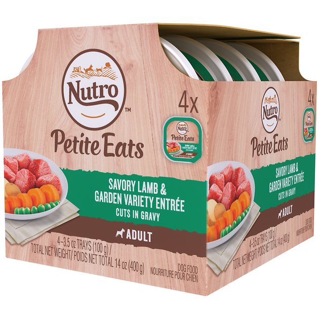 Nutro Petite Eats Multipack Savory Lamb & Garden Variety Entrée Cuts In Gravy Dog Food Trays, 3.5-oz, case of 4