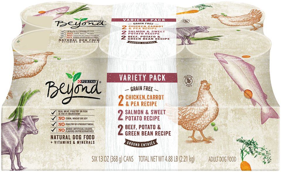 Purina Beyond Grain-Free Ground Entree Variety Pack Adult Canned Dog Food, 13-oz, case of 6