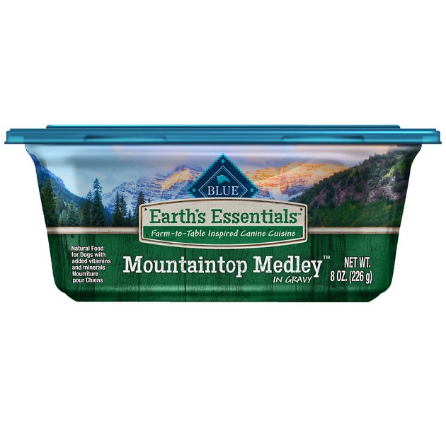 Blue Buffalo Earth's Essentials Mountaintop Medley Lamb & Barley in Gravy Recipe Dog Food Trays, 8-oz tub, case of 8