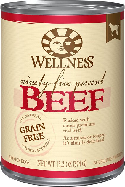 Wellness 95% Beef Grain-Free Canned Dog Food, 13.2-oz, case of 12