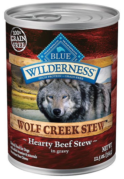 Blue Buffalo Wilderness Wolf Creek Stew Hearty Beef Stew Grain-Free Adult Canned Dog Food, 12.5-oz, case of 12