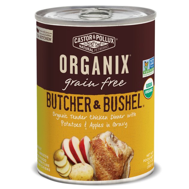 Castor & Pollux Organix Grain-Free Butcher & Bushel Organic Tender Chicken Dinner in Gravy Adult Canned Dog Food, 12.7-oz, case of 12