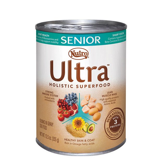 Nutro Ultra Senior Chunks in Gravy Canned Dog Food, 12.5-oz, case of 12